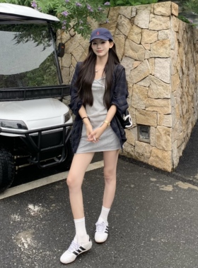 3MER哦哦三妹韩系松弛感格纹防晒衬衫女夏季轻薄慵懒宽松长袖上衣