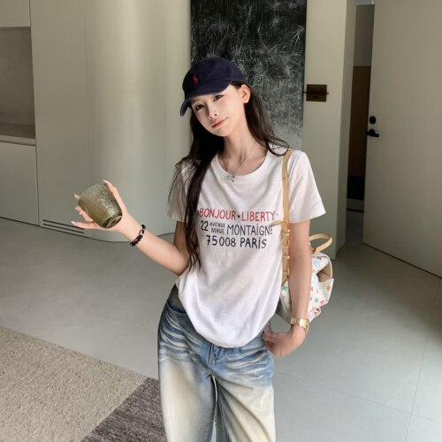 3MER韩女竹节正肩短袖T恤