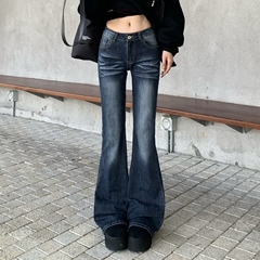 3MER哦哦三妹美式辣妹低腰微喇牛仔裤女秋冬紧身显瘦拖地马蹄裤子