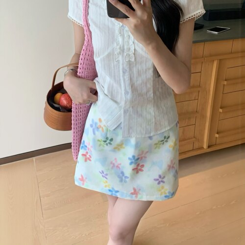 3MER韩女度假感手绘花朵裙