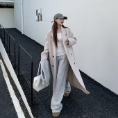 韩系中长款 3MER哦哦三妹 羊毛双面呢大衣女2025秋冬新款 毛呢外套