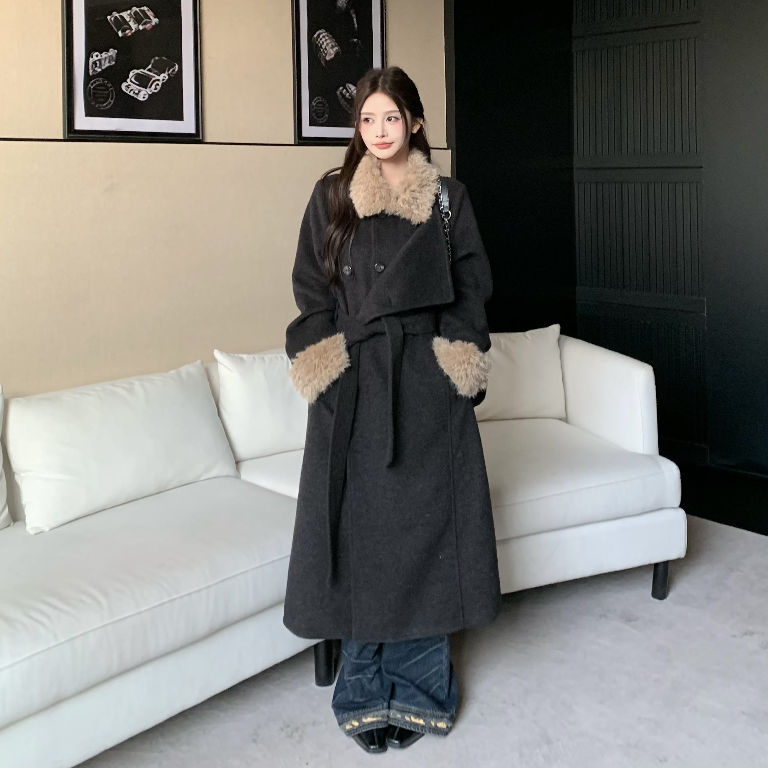 3MER哦哦三妹 韩系英伦风羽绒收腰毛毛领呢子大衣女冬季毛呢外套,女装/女士精品,毛呢外套,淘宝优惠券,粉丝福利购,淘宝优惠卷