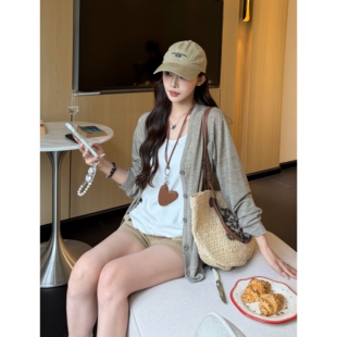 3MER哦哦三妹 慵懒风防晒开衫女夏季宽松外搭罩衫长袖空调衫上衣