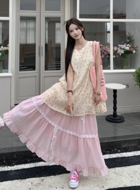 3MER哦哦三妹氛围感韩系背心连衣裙女2026春季新款小清新碎花裙子