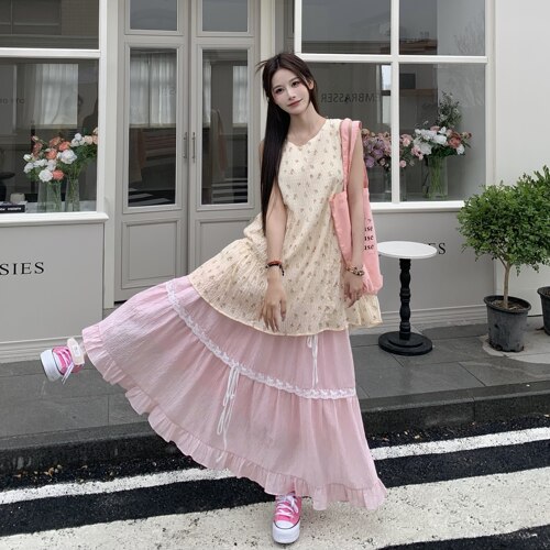 3MER背心连衣裙碎花裙子