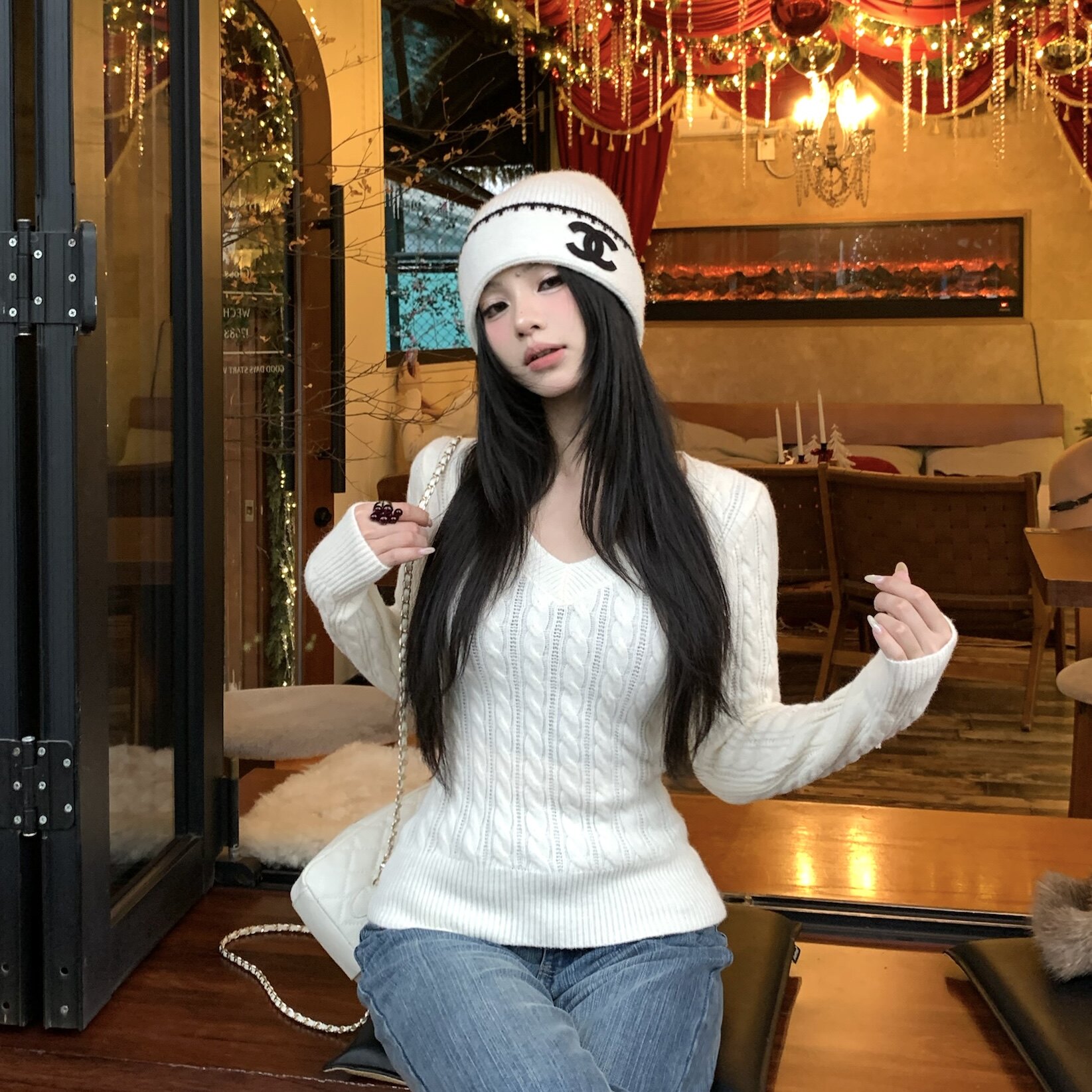 3MERV领麻花气质显瘦毛衣打底