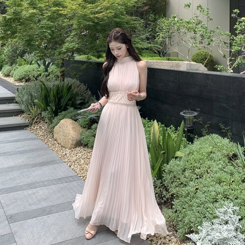 3MER私服挂脖钉珠连衣裙