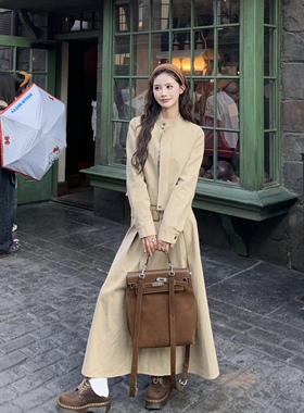 3MER哦哦三妹卡其色气质短外套女秋季新款中长款半身裙套装两件套