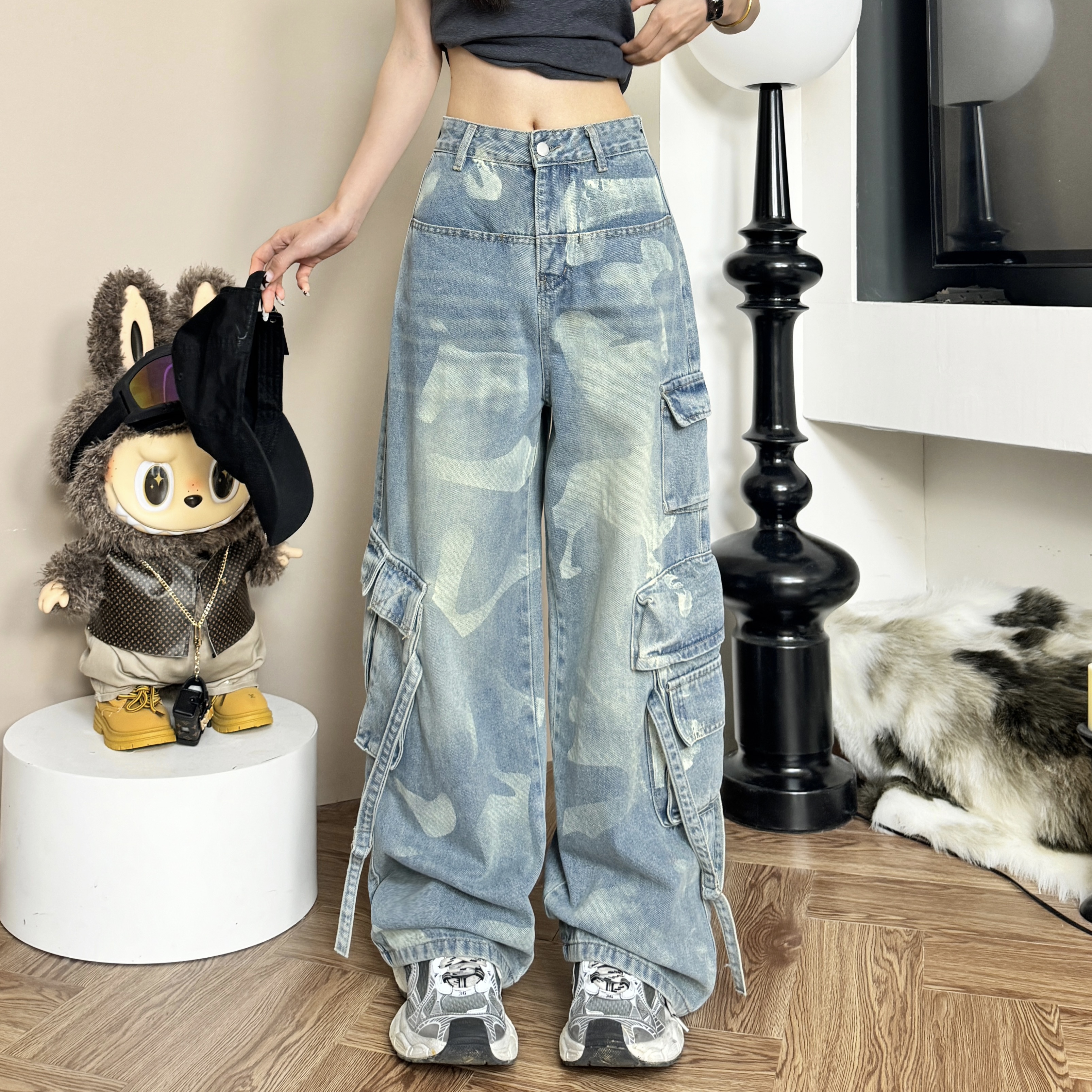 3MER帅气重工扎染迷彩感工装裤