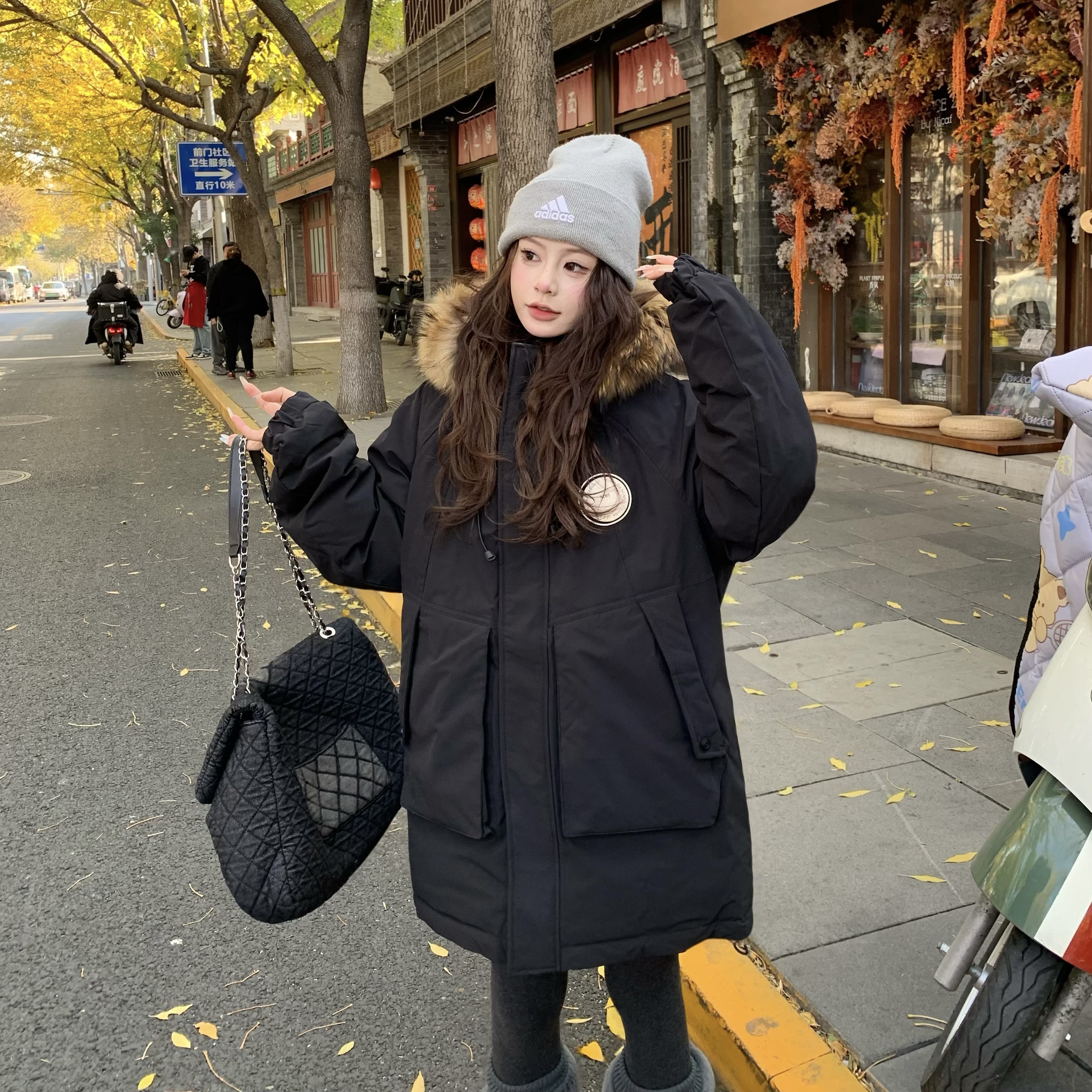 3MER连帽毛领90白鸭绒派克羽绒服