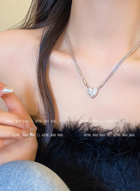 磁吸爱心轻奢小众锁骨链女新款