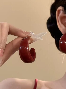 亚克力C形耳环复古简约百搭