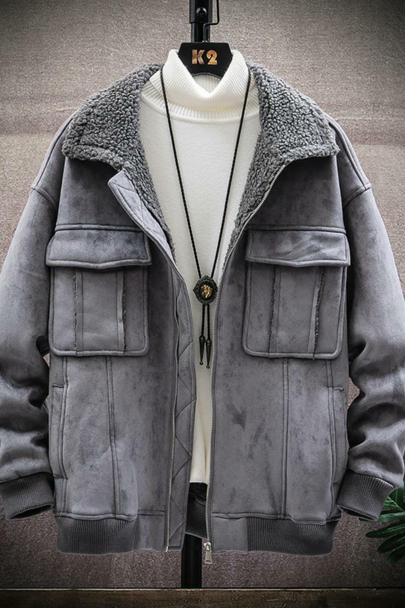 展架挂拍加厚棉衣羊羔毛皮毛一体羊羔绒棉服男A087-A805-P145,男装棉衣,电商A087