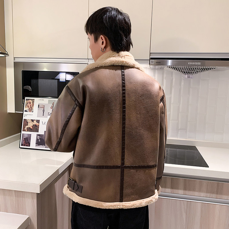 酒店风冬季新款皮毛一体加绒加厚男装外套A087-PY317-P245,女装短外套,电商A087