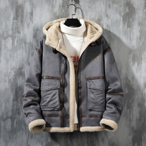 灰墙挂拍 加厚棉衣羊羔毛皮毛一体羊羔绒棉服男A087-A815-P145图片