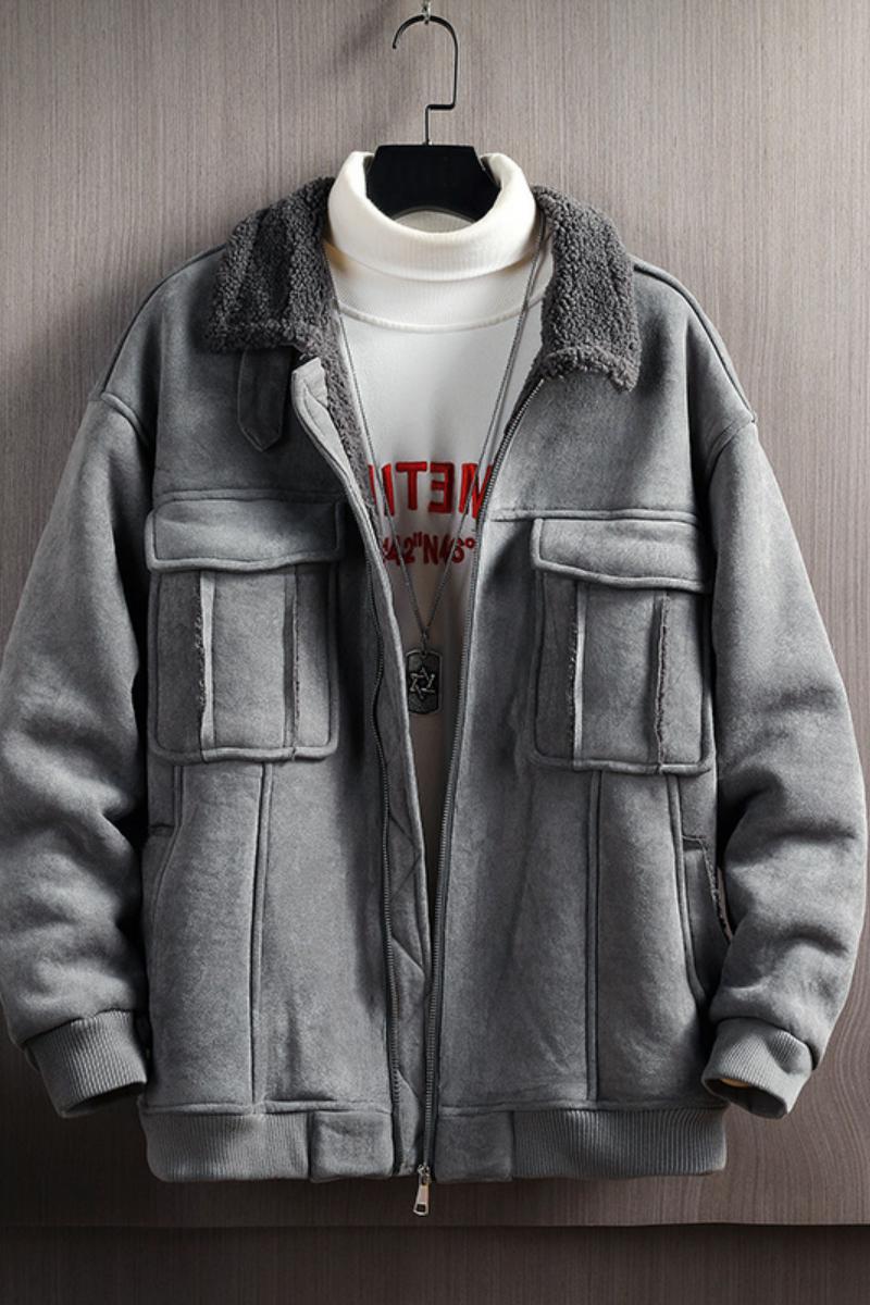 木板挂拍加厚棉衣羊羔毛皮毛一体羊羔绒棉服男A087-A805-P145,男装棉衣,电商A087