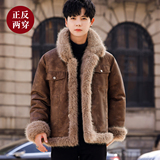 冬季保暖外套皮毛一体大毛领翻领绒夹克A087-PM352-P245控368，男装夹克，电商A087