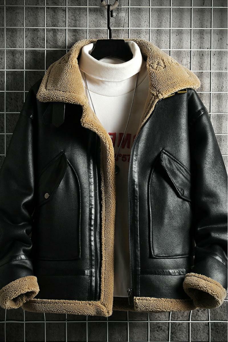 网格挂拍冬季男装皮毛一体加绒加厚夹克男外套A087-PY312-P245,男装夹克,电商A087