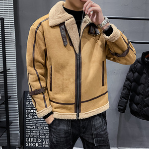 模特 冬装羊羔毛男外套皮毛一体保暖加厚棉衣A087-A801-P145图片