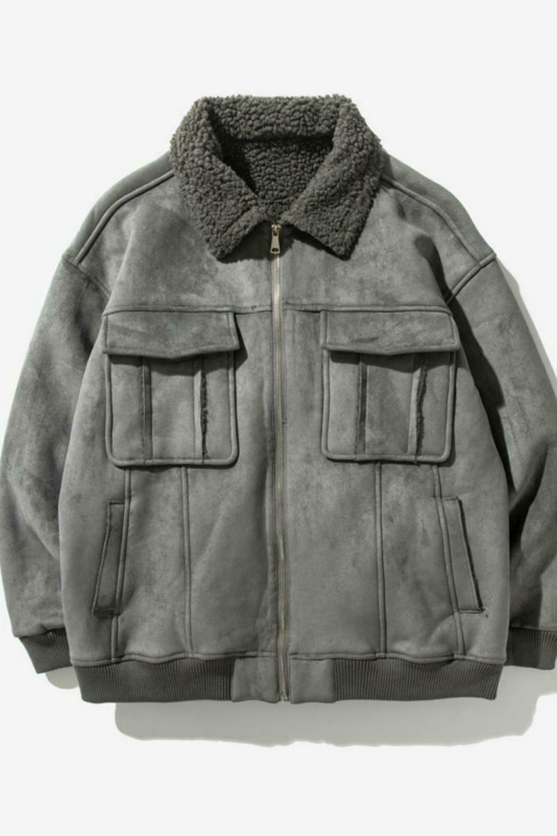 日系白底加厚棉衣羊羔毛皮毛一体羊羔绒棉服男A087-A805-P145,男装棉衣,电商A087