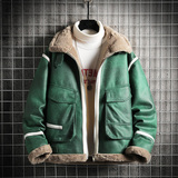 网格挂拍冬季新款皮毛一体加绒加厚男装外套A087-PY317-P245，女装短外套，电商A087