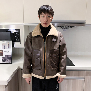 酒店风 冬季新款皮毛一体加绒加厚男装外套A087-PY323-P245图片
