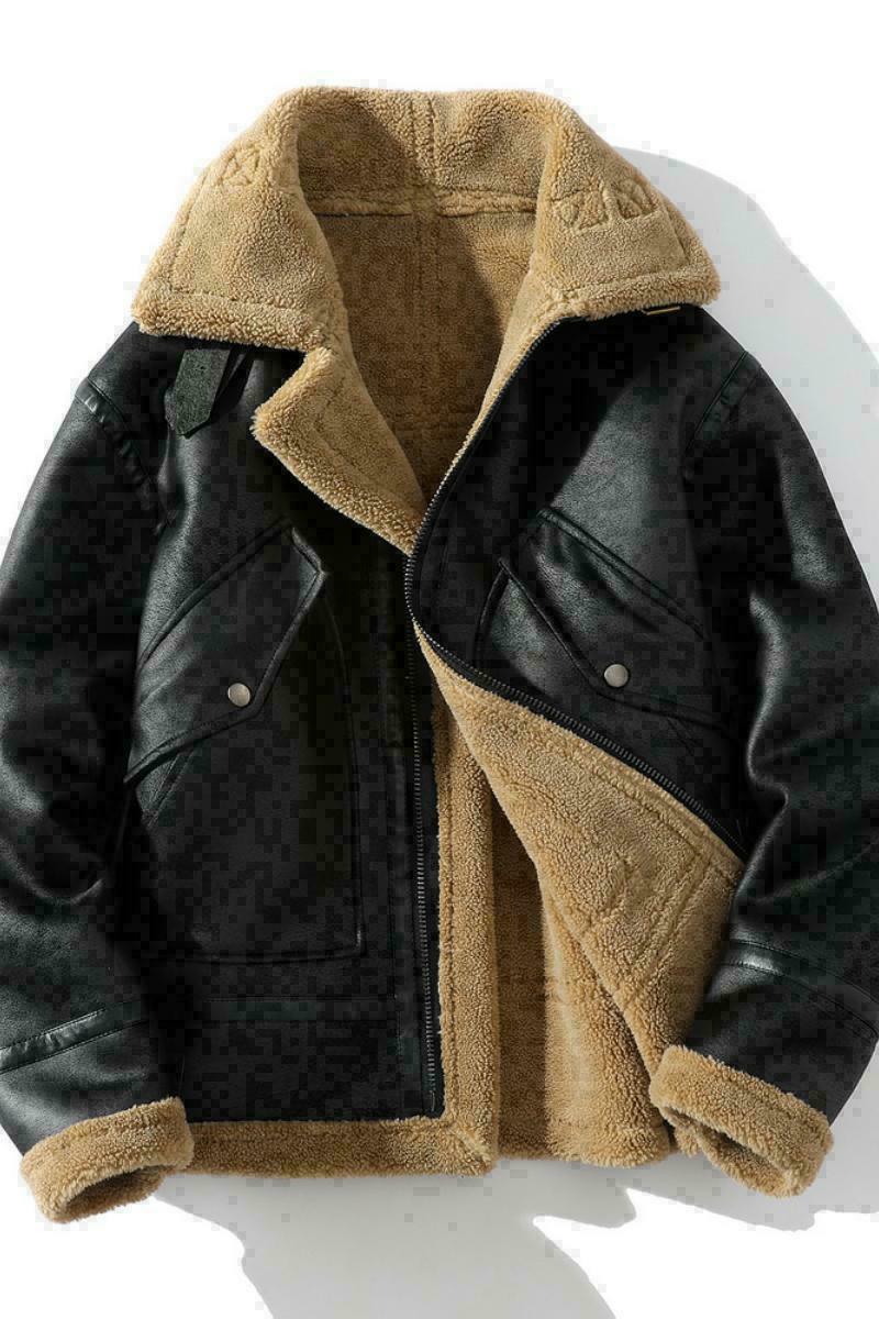 日系白底冬季男装皮毛一体加绒加厚夹克男外套A087-PY312-P245,男装夹克,电商A087