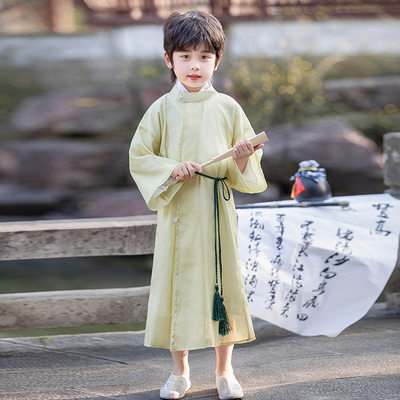 长袍儿童武侠复古民族网红活动童汉服套装童装长袖春夏款男中国风