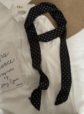 韩系复古波点长条丝巾女系脖发带细窄高级感新款百搭薄款配饰领巾