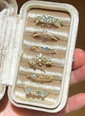 春日蓝色系列戒指女款夏季高级感气质百搭2025新款叠戴食指戒指环