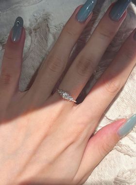 925纯银柏林情书戒指女款莫桑石钻戒小众设计高级感情侣刻字定制