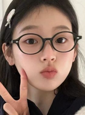 书呆子玳瑁椭圆平光眼镜女近视可配度数素颜显脸小防蓝光眼睛框架