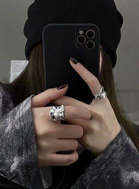 新款凹槽镜面开口戒指女ins风小众设计感食指网红高级学生指环