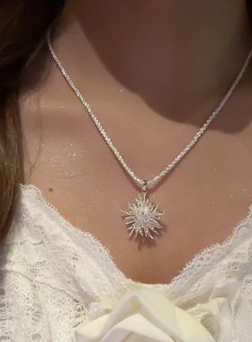 闪钻烟花蒲公英花朵项链女轻奢气质高级感锁骨链甜美网红爆款颈链