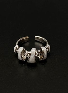 新款Vintage古着Dolphin贝母戒指女小众设计ins百搭高级感指环潮