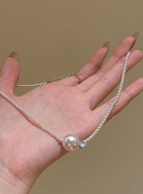 人鱼公主~高级感锆石珍珠项链女2025新款气质小众精致锁骨链颈链