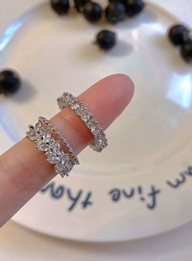 锆石戒指女小众高级感开口可调节ins学生潮酷辣妹时尚食指环饰品
