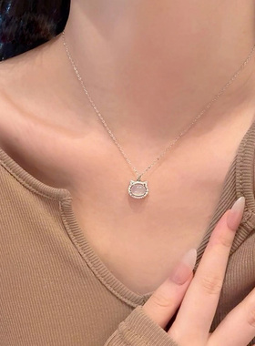 小猫项链女S925纯银轻奢小众设计感吊坠锁骨链圣诞礼物送女友闺蜜