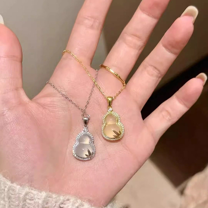 玉叶福禄纯银s999项链女轻奢小众高级感生日礼物葫芦锁骨链送女友