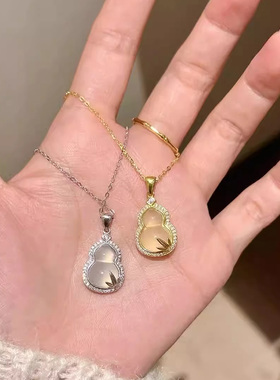 玉叶福禄纯银s999项链女轻奢小众高级感生日礼物葫芦锁骨链送女友
