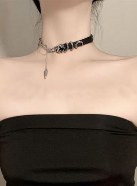 韩版网红拼接项圈颈带choker脖颈链高级感个性小众设计甜酷锁骨链