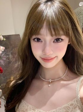 在逃公主水晶项链法式复古轻奢高级感珍珠吊坠颈链小众设计锁骨链