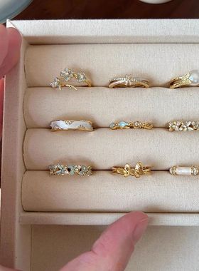 仙气花朵蝴蝶戒指女款轻奢小众独特高级感2025新款爆款食指戒指环