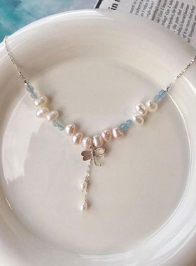 轻舞蜻蜓~复古巴洛克珍珠吊坠项链女2024夏新款小众vintage锁骨链