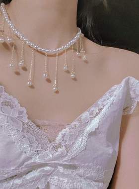 珍珠项链女夏季季轻奢小众高级感流苏配汉服锁骨链潮气质名媛颈链