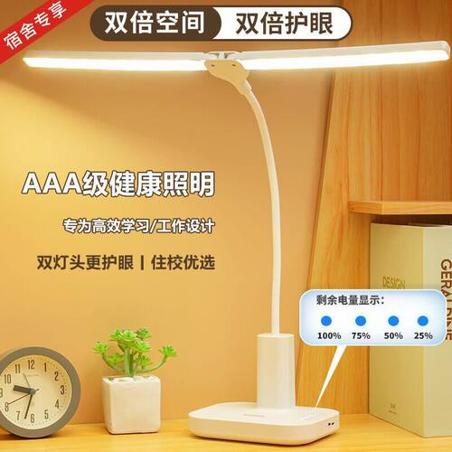 led护眼双头台灯氛围小夜灯学生学习专用宿舍卧室床头灯创意礼品