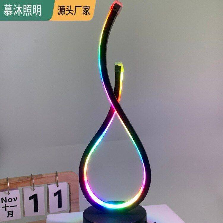 奇美电商爆款创意装饰RGB幻彩酒吧电竟比心款LED台灯简约 USB插电