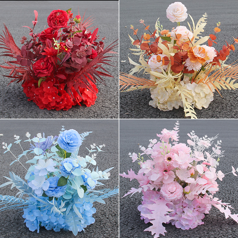 婚庆路引花仿真花桌摆花盆花婚礼舞台T台布置迎宾区装饰成品花艺