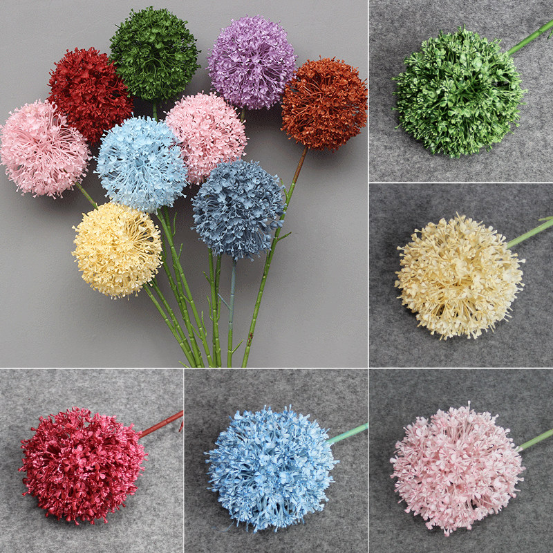 仿真大葱球花球刺球婚庆仿真花塑料花家居装饰假花乒乓球菊蒲公英