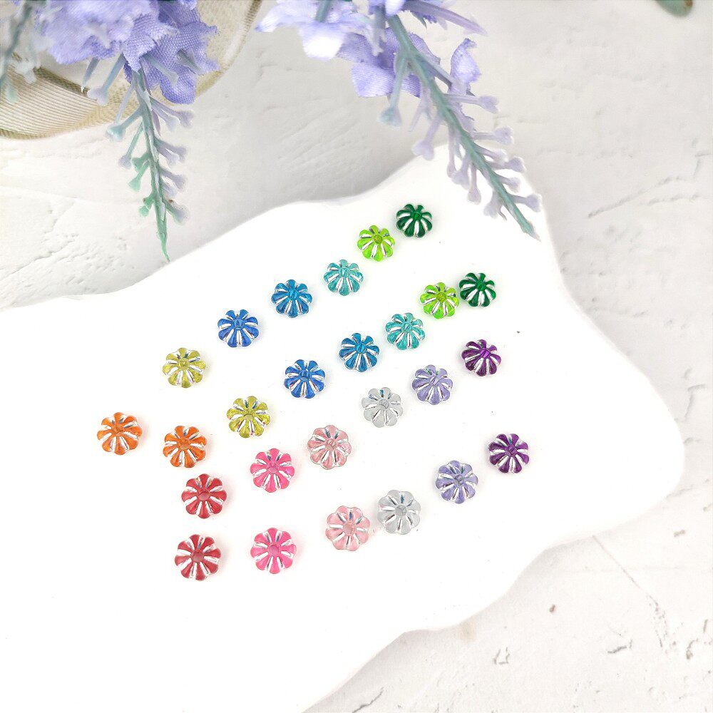 6MM亚克力车轮碟片珠描银线diy手工串珠零钱方形口金包包饰品材料